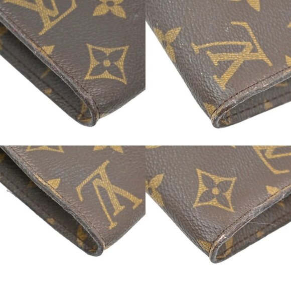 LOUIS VUITTON Logo BUCKET GM Pouch Bag Monogram Leather Brown France 66AA027 - Picture 7 of 14